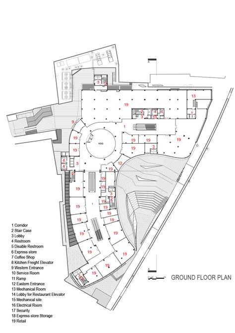 Image 25 of 33 from gallery of ARG Shopping Mall / ARSH 4D Studio. Ground floor Plan Mall Plan, Shopping Center Architecture, Site Plan Design, Shopping Mall Design, Shopping Mall Architecture, Retail Architecture, Basement Plans, Commercial Complex, Mall Design