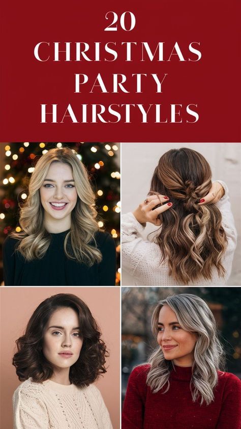 Event Hairstyles For Medium Length Hair, Fancy Hair For Medium Length, Medium Length Hair Styles For Party, Curly Hairstyles For Medium Hair Formal, Casual Party Hairstyles, Elegant And Easy Hairstyles, Party Hairdos For Medium Length Hair, Medium Length Holiday Hairstyles, Holiday Hair Medium Length