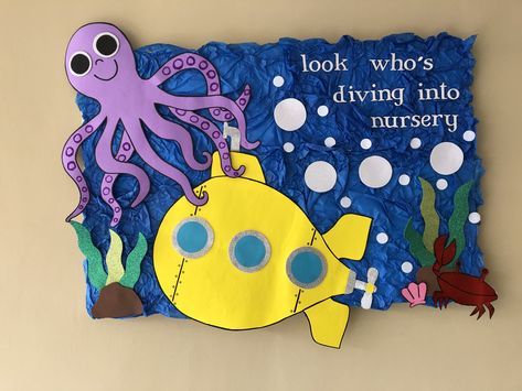 Under the sea theme bulletin board. Water Theme Board Decoration, Under Sea Bulletin Board Ideas, Sea Theme Kindergarten, Under The Sea Bulletin Board Ideas Preschool, Seahorse Bulletin Board Ideas, Ocean Bulletin Board Ideas Sea Theme, Under The Sea Board Ideas, Dive Into Learning Bulletin Board, Aquarium Bulletin Board