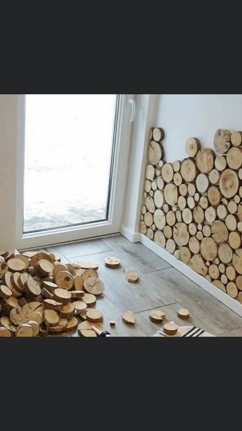 Wood Circles Wall, Log Round Wall, Wood Cookie Wall, Wood Slice Wall, Wood Round Wall, Spring Front Porch Decor, Deck Furniture Layout, Minwax Stain Colors, Log Wall