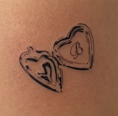 Girly Mexican Tattoo, Tattoo To Get For Your Boyfriend, Ruffle Heart Tattoo, Heart Locket Tattoo Stencil, Croquette Aesthetic Tattoo, Love Inspired Tattoos, L Heart Tattoo, Made With Love Tattoo, Gen Z Tattoo