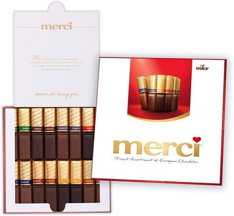 Merci Finest Assortment of Eight European Chocolates, 7 Ounce Box Only $4.53! Merci Chocolate, Burr Basket, European Chocolate, Chocolate Store, Grocery Products, Chocolate Wine, Famous Chocolate, Box Chocolate, Food Supplies