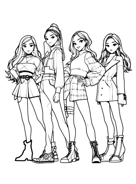 BlackPink - Lol Coloring Pages Lisa Blackpink Coloring Pages, Black Pink Coloring Page, Blackpink Coloring Pages, Kpop Coloring Pages, Blackpink Coloring, How To Draw Mario, Lol Coloring Pages, Friends Coloring Pages, Lol Coloring