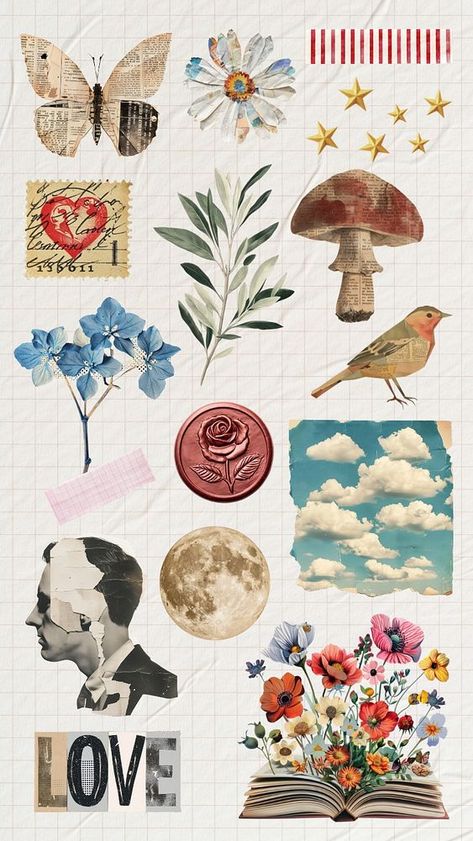 Editable vintage ephemera scrapbook collage design element set | premium image by rawpixel.com / audi