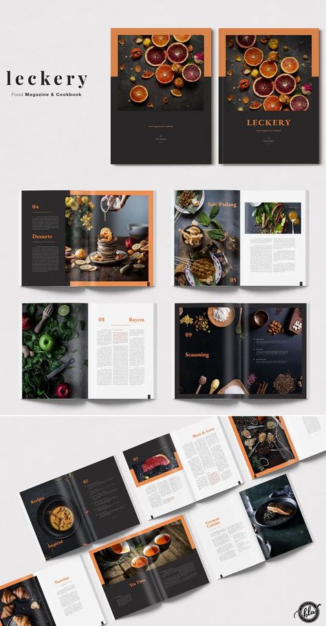 Menu Layout Ideas, Modern Cookbook Design, Creative Book Layout Design, Cooking Magazine Design, Cookbook Layout Design Inspiration, Cook Book Layouts, Food Catalog Design Layout, Recipe Design Layout, Food Magazine Cover Design