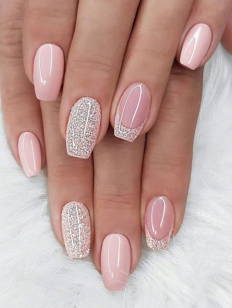 Ongles Rose Pastel, Nails With Pink, Ballerina Nails Designs, Blush Nails, Cute Summer Nails, Wedding Nails Design, Ballerina Nails, White Nail, Bridal Nails