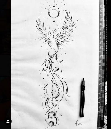 Rise Like A Phoenix Tattoo, Phönix Tattoo Women Back, Phoenix Tattoo Design For Women, Feniks Tattoo, Phoenix Bird Tattoo, Phoenix Back Tattoo, Tato Phoenix, Rebirth Tattoo, Phoenix Tattoo Feminine