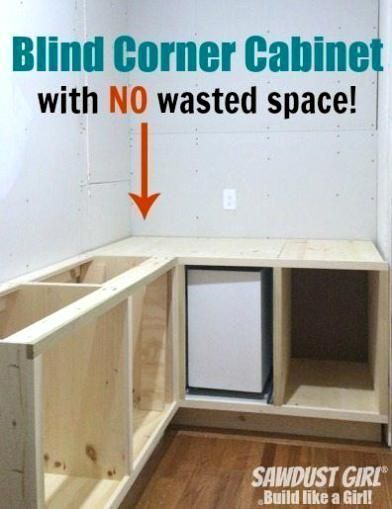 DIY corner cabinet Build Your Own Kitchen Cabinets Diy, Built In Kitchen Storage Ideas, Corners In Kitchen Cabinets, Diy Build Kitchen Cabinets, Inside Corner Kitchen Cabinet, Diy Small Pantry Cabinet, Home Made Kitchen Cabinets Diy, Magic Corner Kitchen Cabinet Diy, Pantry Remodel Diy