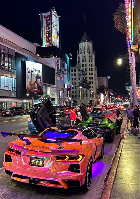 Hollywood Walk of Fame supercars cars spotted Race Cars Wallpaper, Drift Cars Aesthetic, Sports Car Garage, Chevy Impala 1967, Cars Drifting, Toyota Supra Turbo, Hello Kitty Car, Kitty Photos, Hello Kitty Photos