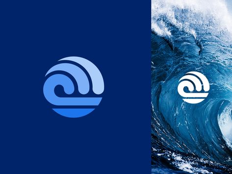 Aquatic Logo Design, Circle Logo Ideas, Ocean Branding, Alfrey Davilla, Coastal Branding, Water Logo Design, Pg Logo, Gardening Logo, Wave Icon