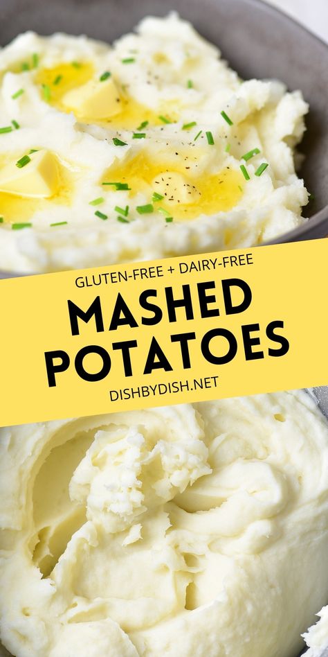 Creamy gluten-free mashed potatoes that are easy and flavorful, and make the perfect side dish for your Thanksgiving dinner and holiday table. Totally dairy-free and vegan too, but no one would care! Mashed Potatoes From Scratch, Dairy Free Mashed Potatoes, Mashed Red Potatoes, Cream Cheese Potatoes, Buttery Mashed Potatoes, Perfect Mashed Potatoes, Vegan Mashed Potatoes, Fluffy Mashed Potatoes, Homemade Mashed Potatoes