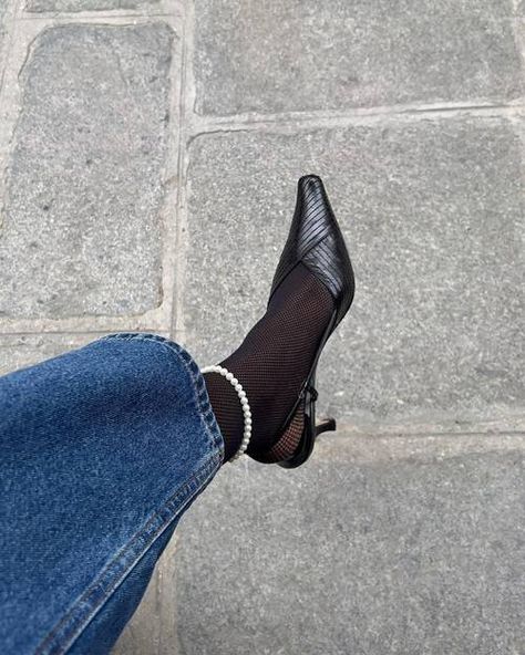 Burgundy Tights, Black Pointed Heels, Stylish Street Style, Pretty Cardigans, Everything I Own, Burgundy Heels, Wealthy Women, Slingback Flats, Lace Socks