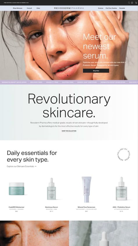 Skincare Websites, Beauty Web, Website Design Inspiration Layout, Homepage Design, Webpage Design, Website Design Layout, Web Design Agency, For Skin Care, Skincare Routines