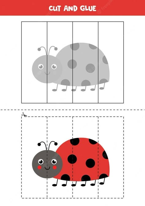 Ladybugs Preschool, Insects Preschool, Art Activities For Toddlers, Cute Ladybug, Kids Worksheets Preschool, Preschool Activities Toddler, Fun Classroom Activities, Fun Math Activities, Cut And Glue