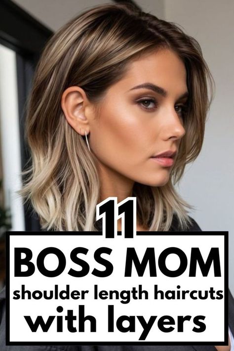 Fall Haircut Shoulder Length, Mom Haircut Ideas, Medium Hairstyles For Long Faces, Medium Length Haircut For Damaged Hair, Trendy Medium Long Length Haircuts, Long Hair Mom Haircut, Short Layers Around Face, Shoulder Length Haircut 2024, Hair Color Ideas For Shoulder Length