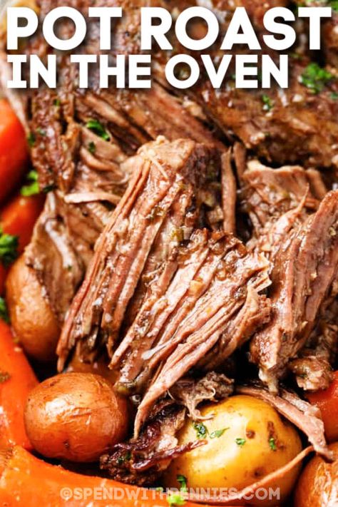 Pot Roast In The Oven, Roast And Veggies, Pot Roast Gravy, Pot Roast Sandwiches, Oven Pot Roast, Slow Cooker Pot Roast Recipes, Roast Gravy, Perfect Pot Roast, Roast In The Oven