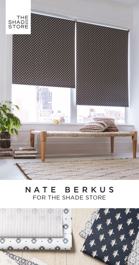 Interior designer Nate Berkus presents an exclusive roller shade collection for The Shade Store®. A sophisticated palette of grays, neutrals, and inspired colors, mixed with a breeziness that make them feel effortlessly stylish, no matter what room they land in. Order free swatches or schedule a free professional measurement today. Modern Kitchen Window Treatments, Basement Window Treatments, Interior Storm Windows, Patio Door Window Treatments, Modern Kitchen Window, Simple Bench, Windows Blinds, Window Interior, Bathroom Window Treatments