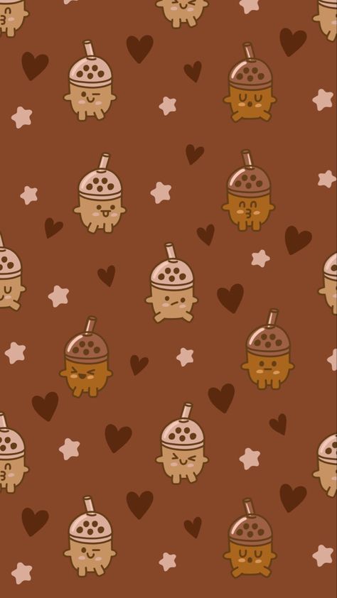 A phone wallpaper with bubble tea chibis of various emotions scattered in approximately uniform distance Messenger Background Theme, Messenger Love Theme Background, Boba Wallpaper Cute, Tea Wallpaper Aesthetic, Boba Tea Aesthetic Wallpaper, Bubble Tea Wallpaper, Boba Tea Wallpaper, Slime Background, Boba Wallpaper