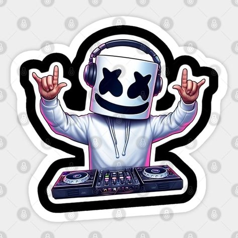 DJ Marshmello Tee, music-inspired fashion, EDM icon, trendy design, electronic dance music, DJ culture, Marshmello fan apparel, casual wear, stylish graphic tee, vibrant colors, iconic helmet design, expressive wardrobe, music enthusiast, DJ fashion, popular DJ artist, teepublic exclusive, unique Marshmello merch, music festival vibes, must-have for fans, statement piece, bold and fashionable, comfortable fabric Dj Sticker Design, Dj Sticker, Playstation Cake, Korean T Shirt, Luxury T Shirt, Dj Fashion, Marshmello Dj, Music Inspired Fashion, Kpop T Shirt