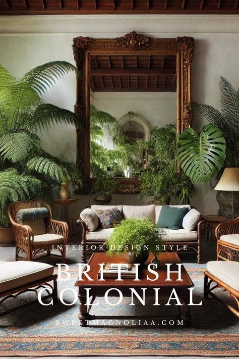 Learn how to incorporate the British Colonial interior design style into your home with these decorating tips. From rich colors to natural materials, this video will inspire you to create a timeless and elegant space. #interiordesign British Tropical Colonial, Charleston South Carolina Interior Design, Tropical Safari Home Decor, Singapore Colonial Style Interior, Colonial Revival Living Room, Classical Design Interior, Colonial Style Interior Bedrooms, Venetian Style Interior, Colonial Style Interior Living Room