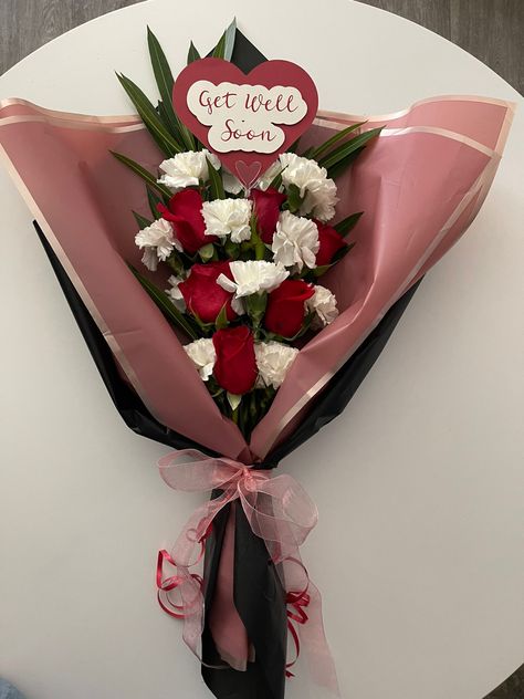 Get Well Soon Bouquet Flowers, Get Well Soon Flowers Bouquets, Get Well Soon Bouquet, Get Well Soon Gift Ideas, Gift Arrangement, Get Well Soon Flowers, Love Rose Flower, Gifts Wrapping, Powerful Inspirational Quotes