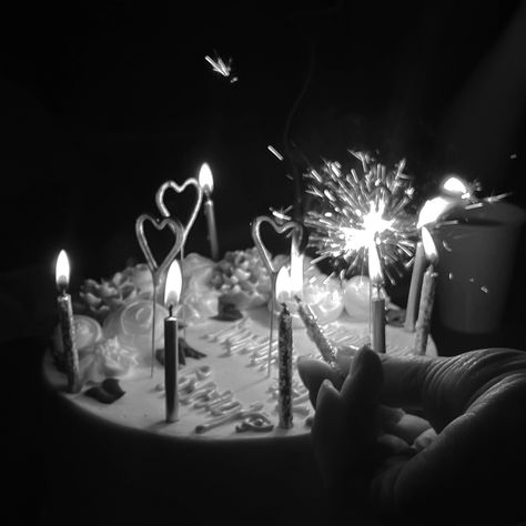 Birthday Aesthetic Dark, Dark Bday Aesthetic, Birthday Black And White Aesthetic, Candles Birthday Aesthetic, Birthday Widgets Aesthetic, Happy Birthday Black And White, Cake With Candles Aesthetic, Birthday Aesthetic Black And White, Birthday Black And White