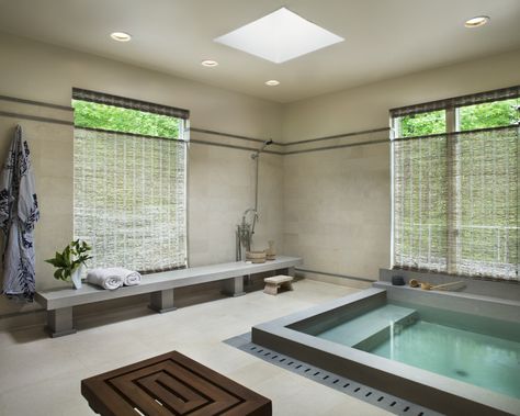 POUGHKEEPSIE RESIDENCE Sunken Bath, Sunken Bathtub, Sunken Tub, Japanese Bathroom, Japanese Home Design, Piscina Interior, Japanese Bath, Japanese Soaking Tubs, Design Exterior