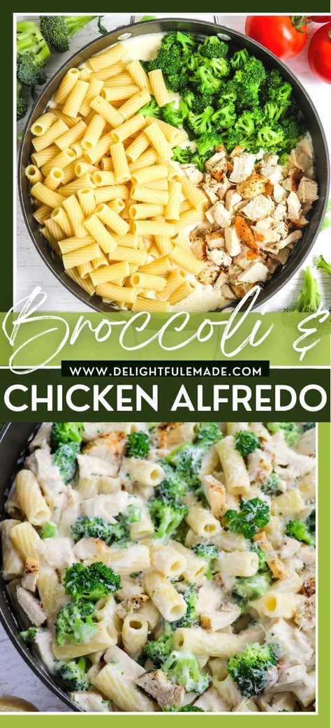 Chicken and Broccoli Alfredo - Delightful E Made Chicken Broccoli Alfredo Pasta Bake, Best Chicken Fettuccine Alfredo, Chicken Brocolli Alfredo, Chicken Broccoli Fettuccine Alfredo, Chicken Broccoli Ziti, Baked Alfredo, Chicken Broccoli Alfredo Pasta, Chicken Broccoli Crockpot, Chicken Alfredo With Broccoli