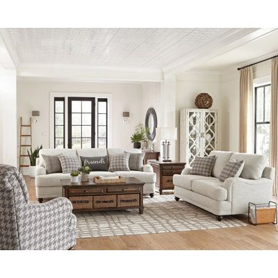 A stunning fusion of comfort and charm, this modern farmhouse sofa set gives any living room an inviting look and feel. High-density foam seating promotes peaceful relaxation, while reversible seat cushions make this light gray sofa and loveseat easy to maintain Fabric: Light Grey/Grey 100% Polyester | CDecor Home Furnishings Anderson 2 Piece Living Room Set, Polyester in Brown | 40.5 H x 91.5 W x 39.5 D in | Wayfair Living Room Sets Grey Living Room Sets, Tattoo Modern, Farmhouse Sofa, Furnitur Ruang Keluarga, 3 Piece Living Room Set, Farmhouse Living Room Furniture, Living Room Sofa Set, Modern Farmhouse Living, Comfortable Space