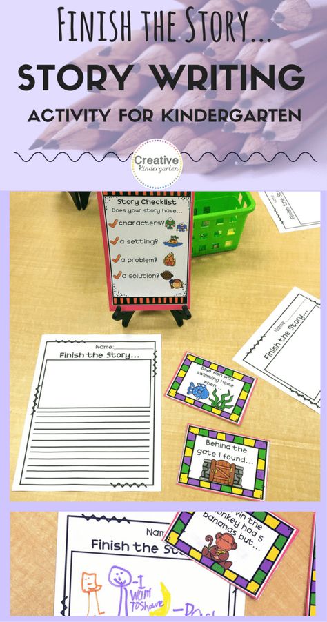 Finish the Story... Story Writing Activity for Kindergarten | Creative Kindergarten Story Elements Kindergarten, Elements Of Story, Writing Activities For Preschoolers, Writing In Kindergarten, Activity For Kindergarten, Writing Center Activities, Language Levels, Writing Station, Story Story