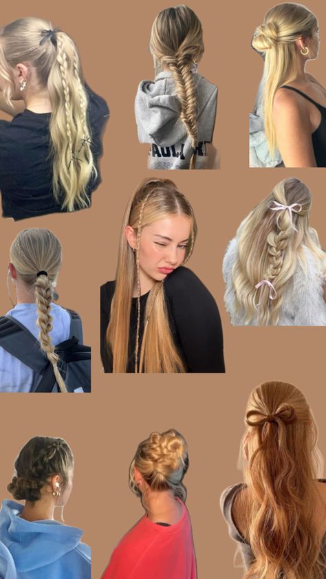 #preppy #hairstyles #pink Preppy Half Up Half Down Hairstyles, Cute Hairstyles For The Movies, Scoop Neck Hairstyles, Non Basic Hairstyles, Cute Basic Hairstyles For School, Preppy Summer Hairstyles, Preppy Hairstyles For School, Preppy Hair Styles, Cute Cheer Hairstyles