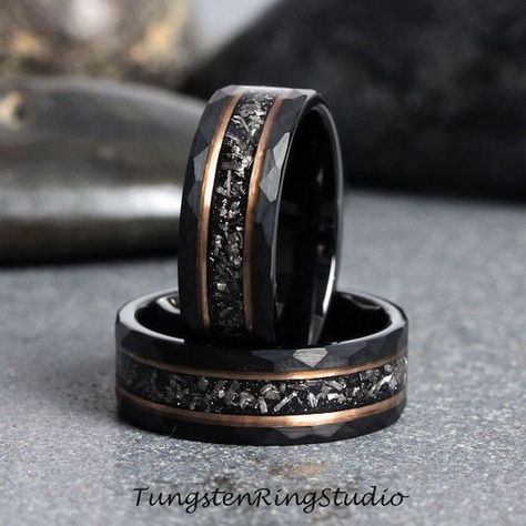 Men's Wedding Ring Black And Gold, Star Wars Wedding Rings For Men, Gothic Male Wedding Ring, Black Meteorite Wedding Band, Tungsten Men’s Wedding Band, Mens Jewelry Rings Unique, Men’s Engagement Ring, Wedding Rings For Men Unique, Male Engagement Rings