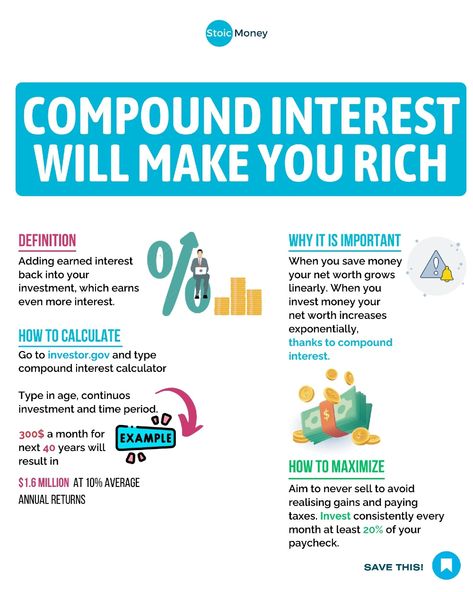 "Comment “TRAINING” to get my 12-minute video training covering my investing strategy!  Compound interest and how it is going to make you rich in the long run.   I have invested in the stock market for the past decade and made over €500,000 from it.  On @stoicmoneycoach I share Daily Money Tips for UK investors so you can avoid the same mistakes...  And become a Confident Investor! 🇬🇧  #financialjourney #investingeducation #indexinvesting #etfinvesting #beginnerinvesting" Behavioral Finance, Investing Infographic, Money Management Activities, Economic Terms, Financial Literacy Lessons, Investment Strategies, Finance Lessons, Money Saving Methods, Money Strategy