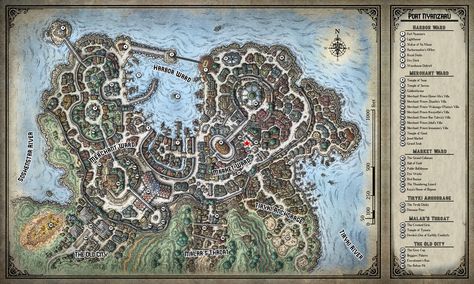 Port Nyanzaru, Tomb Of Annihilation, Wizards Of The Coast, City Map, Dungeons And Dragons, Vintage World Maps, Map