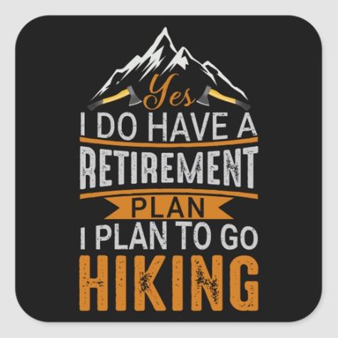 Hiking Camping Landscape Mountains Gift Square Sticker hiking instagrams, hiking theme party, summer hiking #outdoorgifts #adventuregift #anniversarygift, back to school, aesthetic wallpaper, y2k fashion Theme Retirement Party, Camping Landscape, Hiking Journal, Summer Hike, Heart Warming Quotes, Back To School Aesthetic, Best T Shirt Designs, Summer Hiking, Landscape Mountains