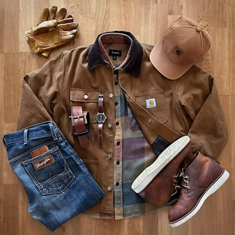 Men’s Rugged Outfits, American Workwear Style Men, Men’s Retro Fashion Summer, Construction Worker Outfit Mens, Mens Construction Work Fashion, Construction Manager Outfit Men, Men’s Carhartt Fashion, Workwear Aesthetic Men, Engineer Outfit Man