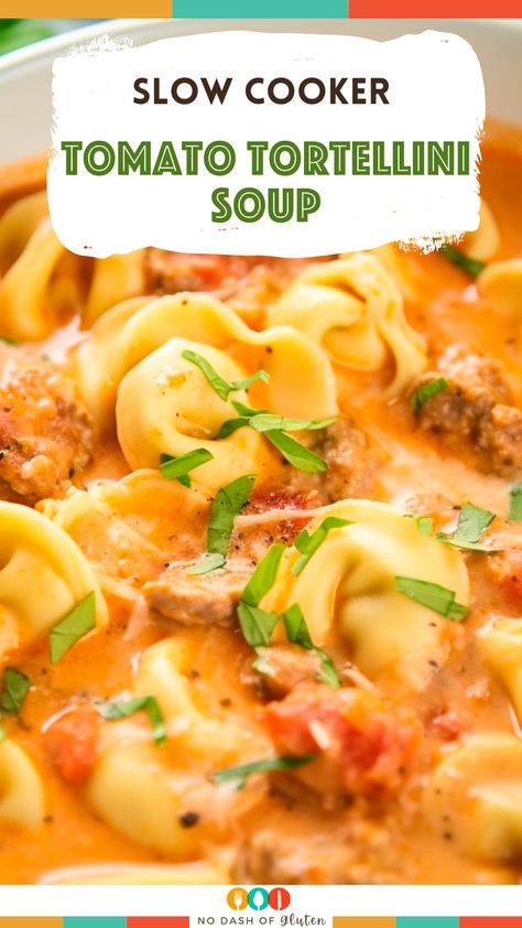 Crock Pot Tomato Tortellini Soup, Tomato Tortellini Soup Instant Pot, Chicken Tomato Tortellini Soup, Tomato Tortellini Soup With Ground Beef, Easy Tortellini Recipes Crock Pots, Easy Crockpot Sausage Tortellini Soup, Tortellini Tomato Soup Crockpot, Tortellini Taco Soup, Creamy Tomato Tortellini Soup Crockpot