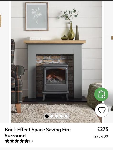 Electric Log Fireplace Ideas, Painted Wooden Fireplace, Electric Wood Stove Ideas, Electric Log Burner Living Room, Fire Surround Ideas, Painted Fire Surround, Wood Stove Decor, Electric Wood Stove, Small Electric Fireplace