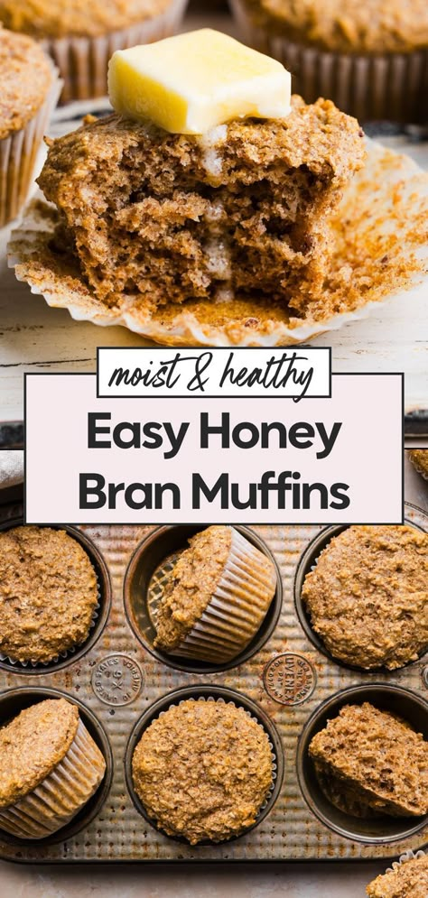 Start your day with these bran muffins, a healthy and moist option for breakfast or a quick snack. These honey bran muffins are easy to make and truly the best bran muffins. Enjoy this homemade recipe for a wholesome, delicious treat! Honey Bran Muffin Recipe, Easy Bran Muffin Recipe, Best Bran Muffins, All Bran Muffins, Honey Bran Muffins, Fiber Muffin, Balanced Snacks, Fiber Foods List, Bran Muffins Healthy