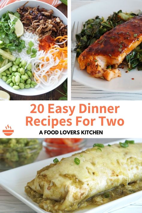 Looking for delicious dinner ideas for two? Our collection of everyday dinner recipes for couples is here to save the day! From quick and easy meals to flavorful dishes, find inspiration to satisfy your taste buds. #dinnerfortwo #easyrecipes #flavorfulmeals Two Person Meals Recipes, Unique Meals For Two, Nice Dinner Recipes For Two, Dinner For 2 Ideas Easy Healthy, Small Casseroles For Two, Couple Meal Ideas, Dinner Ideas For Single People, Lunch For Two People, Two Person Recipes