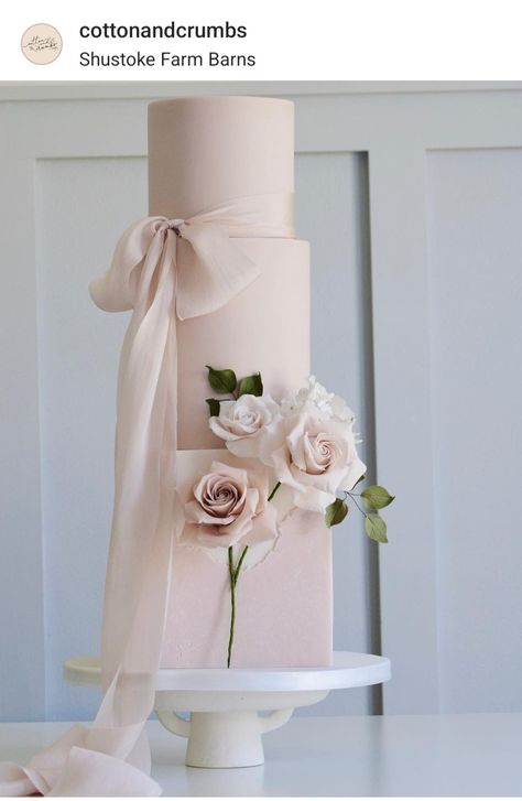 Pink Floral Wedding Cake, Baby Pink Wedding, Elegant Cake Design, Wedding Cake Ribbon, Square Wedding Cakes, Pink Floral Wedding, Making Cakes, Warmest Wishes, Dream Wedding Cake