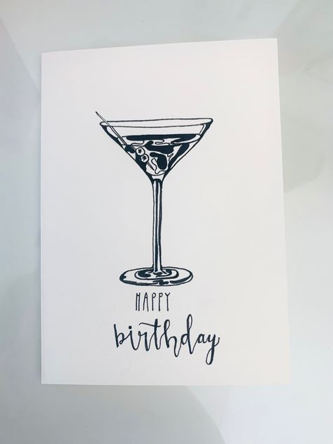 Birthday Card 22 Years, Birthday Cards For 21st Birthday, Diy Birthday Drawings, 21st Card Ideas, Birthday Cards Drawing Hand Drawn, Hand Drawn Bday Cards, Doodle Cards Hand Drawn, Line Art Birthday Card, 21st Bday Card Ideas