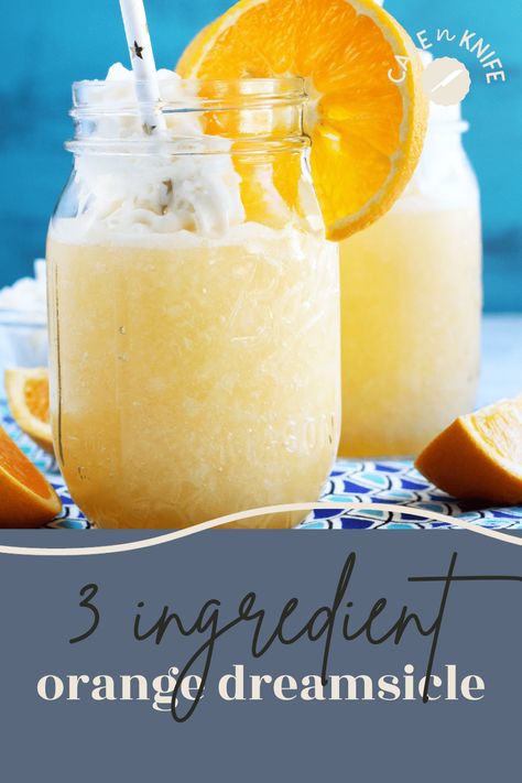 An Orange Dreamsicle cocktail is just the dreamy cocktail you need to dive into on a summery day. With just 3 ingredients, it tastes JUST like an orange dreamsicle, and goes does just as easily so be careful before you inhale 4 or 5 of them! Orange Dreamsicle Drink Alcohol Vodka, Orange Dreamsicle Punch, Frozen Orange Juice Recipes, Orange Dreamsicle Cocktail, Dreamcicle Cocktail, Dreamsicle Punch, Dreamsicle Drink, Dreamsicle Cocktail, Orange Alcoholic Drinks