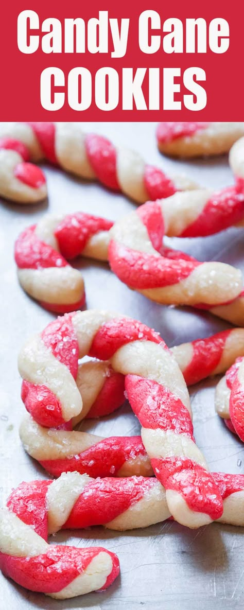 Candy Cane Cookies Recipe, Holiday Baking Cookies, Candy Cane Cookie Recipe, Candy Cane Cookie, Soft Cookie Recipe, Diy Easy Recipes, Best New Recipes, Peppermint Extract, Candy Cane Cookies