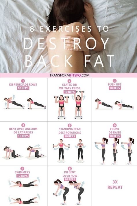 #backfat #getridof #workoutathome #womensworkouts #transformations Get rid of your lower back fat.  8 exercises to get rid of lower back fat for women. This exercise group helps to work out your back whilst giving your abs a tough time. This hits your whole back, making them great exercises to get rid of lower back fat!  See the before and after results and experience body transformation.  Workout at home or in the gym.  No equipment needed. Just click on the pin to see the full workout. Lower Back Fat, Back Workouts, Back Fat Workout, Trening Fitness, Back Fat, Fitness Routines, At Home Workout Plan, Fat To Fit, Back Exercises