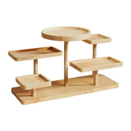 CUTICATE Multi Layer Rack Wooden Display Riser,Dessert Jewelry Display Shelf, Multipurpose Counter Top Display Shelf for Party Desktop 30x13.5x23cm.This Wooden Holder Stand is made of wood, ensuring its natural beauty. The wood grain texture adds a touch of elegance.The wooden Display Riser Stand adopts a multi layer design, providing ample space for displaying and storing various items.This Display Rack Multi Layer has innovative design that can also serve as a decoration to enhance the aesthet