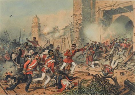 The 1857-8 Sepoy Mutiny (aka Sepoy Rebellion, Indian Mutiny, The Uprising or First Indian War of Independence) was a failed rebellion against the rule of the British East India Company (EIC) in India. Initially a mutiny of the Indian soldiers (sepoys) in the EIC army, the movement spread to become... Revolt Of 1857, Indian Leaders, Future Manifestation, Historical India, Indian Freedom Fighters, India History, History Of Pakistan, Indian Independence Day, Indian Independence