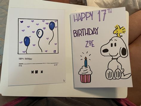 Happy 17th Birthday, Creative School Project Ideas, Birthday Card Drawing, Happy 5th Birthday, Diy Birthday Gifts For Friends, Pen Pal Letters, Bf Gifts, Snoopy Pictures, Scrapbook Book