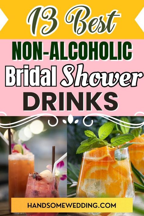 Looking for tasty non-alcoholic bridal shower drinks? Check out our collection of 13 drink ideas, from fizzy punches to exotic mocktail recipes your guests will love! Bridal Shower Non Alcoholic Punch, Easy Bridal Shower Punch, Bridal Shower Drinks Non Alcoholic, Bridal Punch Recipes, Wedding Punch Recipes Non Alcoholic Easy, Bridal Shower Mocktails Non Alcoholic, Bridal Shower Punch Non Alcoholic, Pineapple Iced Tea Recipe, Shower Sandwiches