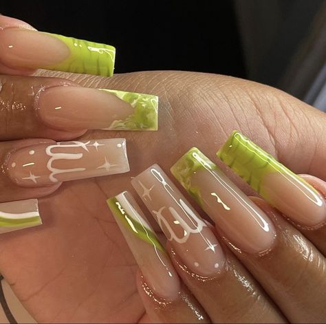 Zodiac Nails Virgo, Virgo Nails Acrylic Long, Virgo Birthday Nails Designs, Pink Virgo Nails, Medium Birthday Acrylic Nails, Short Zodiac Nails, Virgo Birthday Nails Long, 21st Birthday Nails Virgo, Virgo Nails Acrylic Short